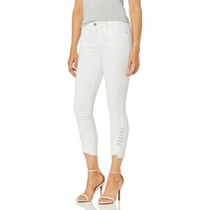 Skinnygirl‎ The Skinny Ankle Jeans White Ankle Details Cropped Raw Hem Size 28